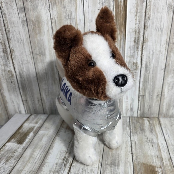 The Petting Zoo Laika Space Dog Plush Stuffed Animal Silver Suit Brown White - Picture 2 of 9